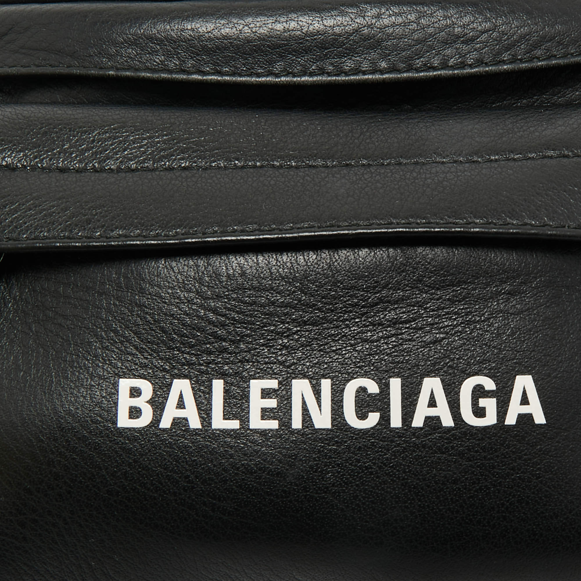 Balenciaga Black Graffiti Print Leather Logo Belt Bag