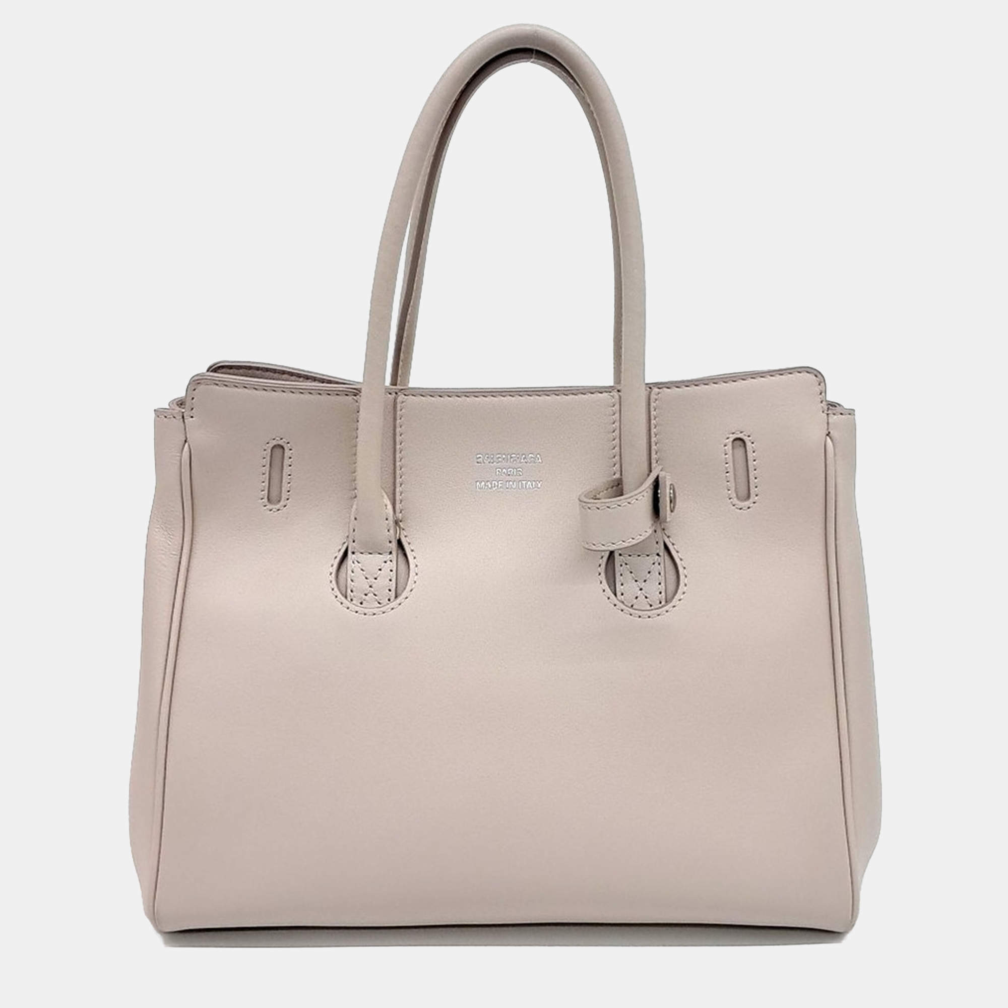 Pre Owned Balenciaga Beige Leather Tote and Shoulder Bag