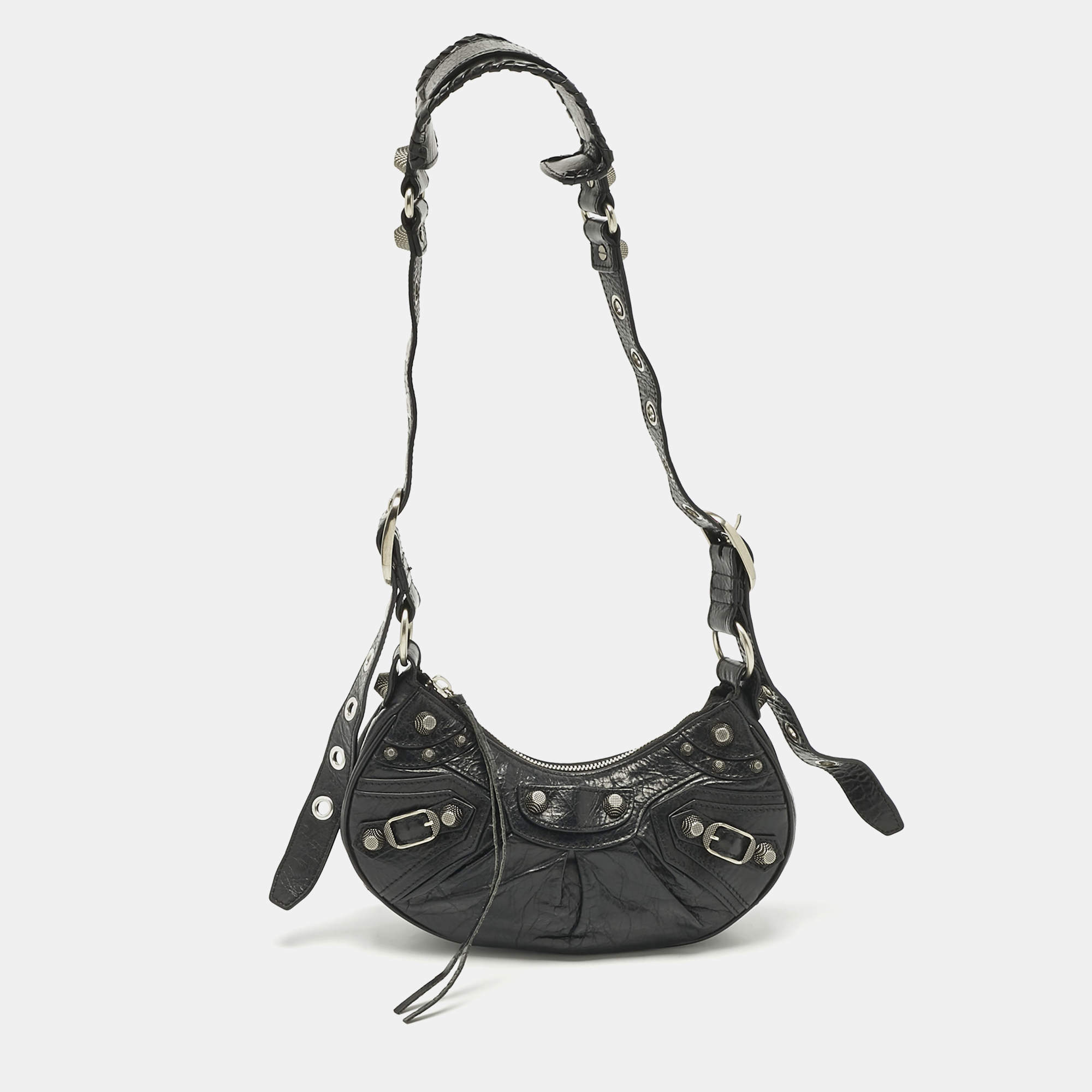 Pre Owned Balenciaga Black Leather XS Le Cagole Shoulder Bag