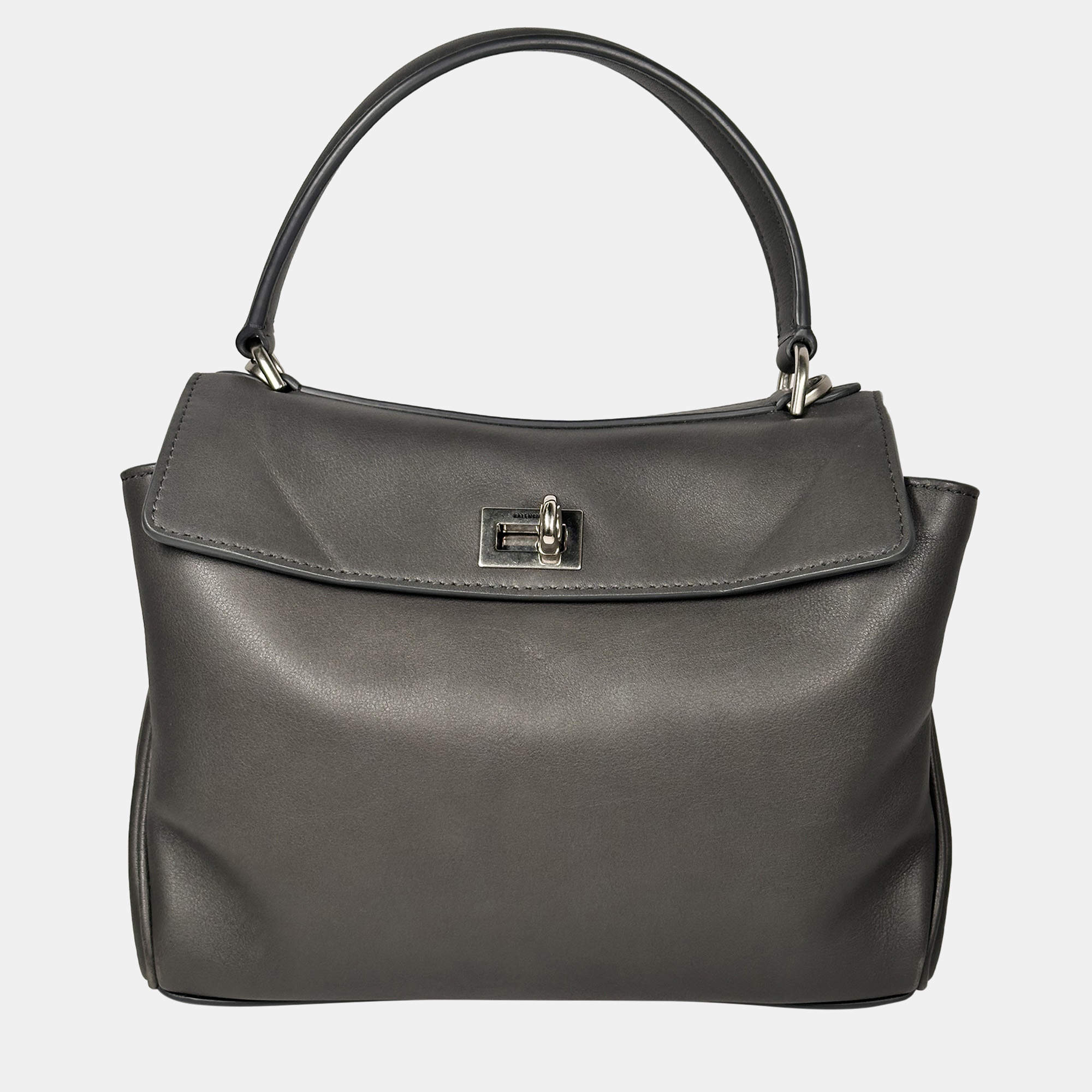 Pre Owned Balenciaga Rodeo Handbag Mini Grey