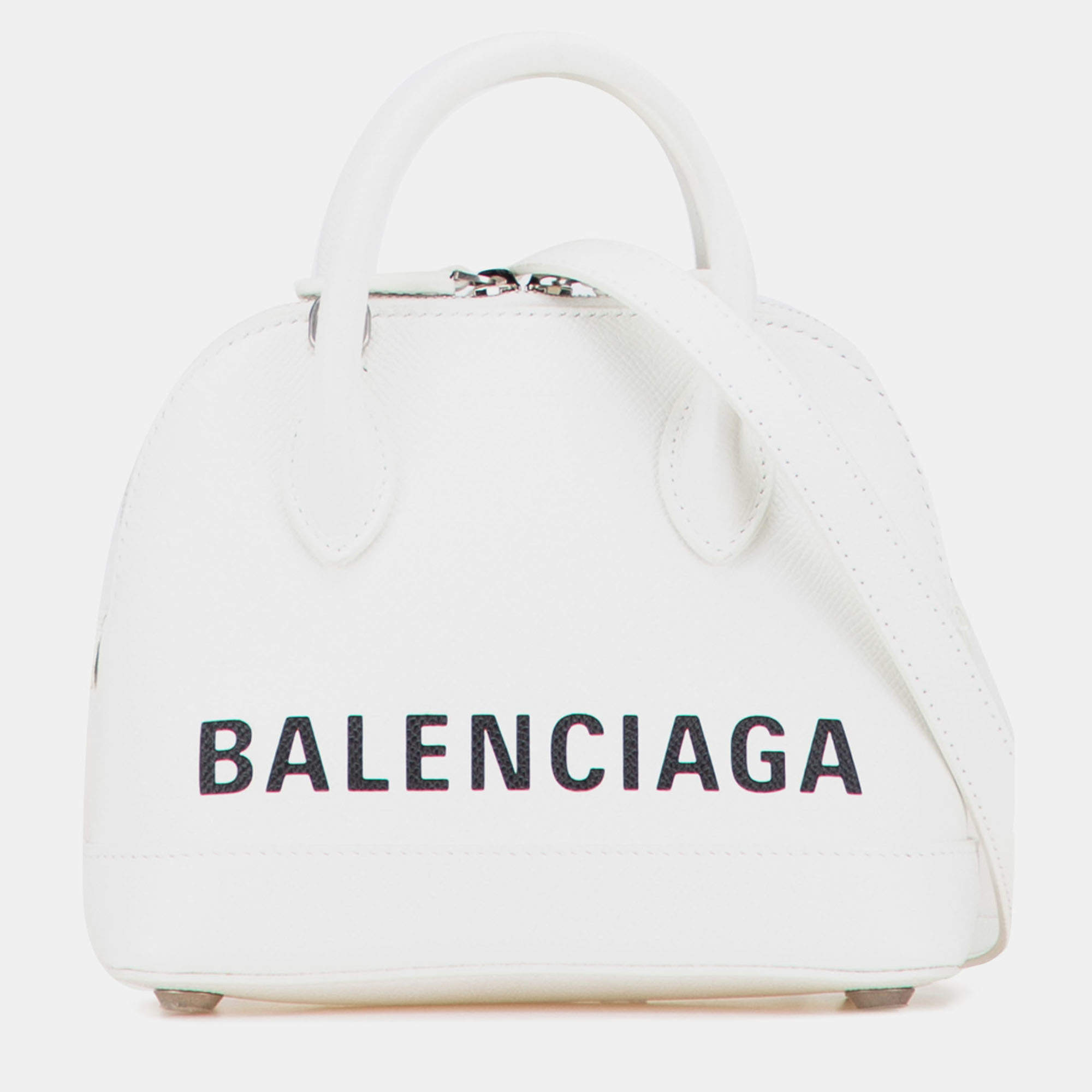 Pre Owned Balenciaga White XXS Calfskin Ville Top Handle Bag
