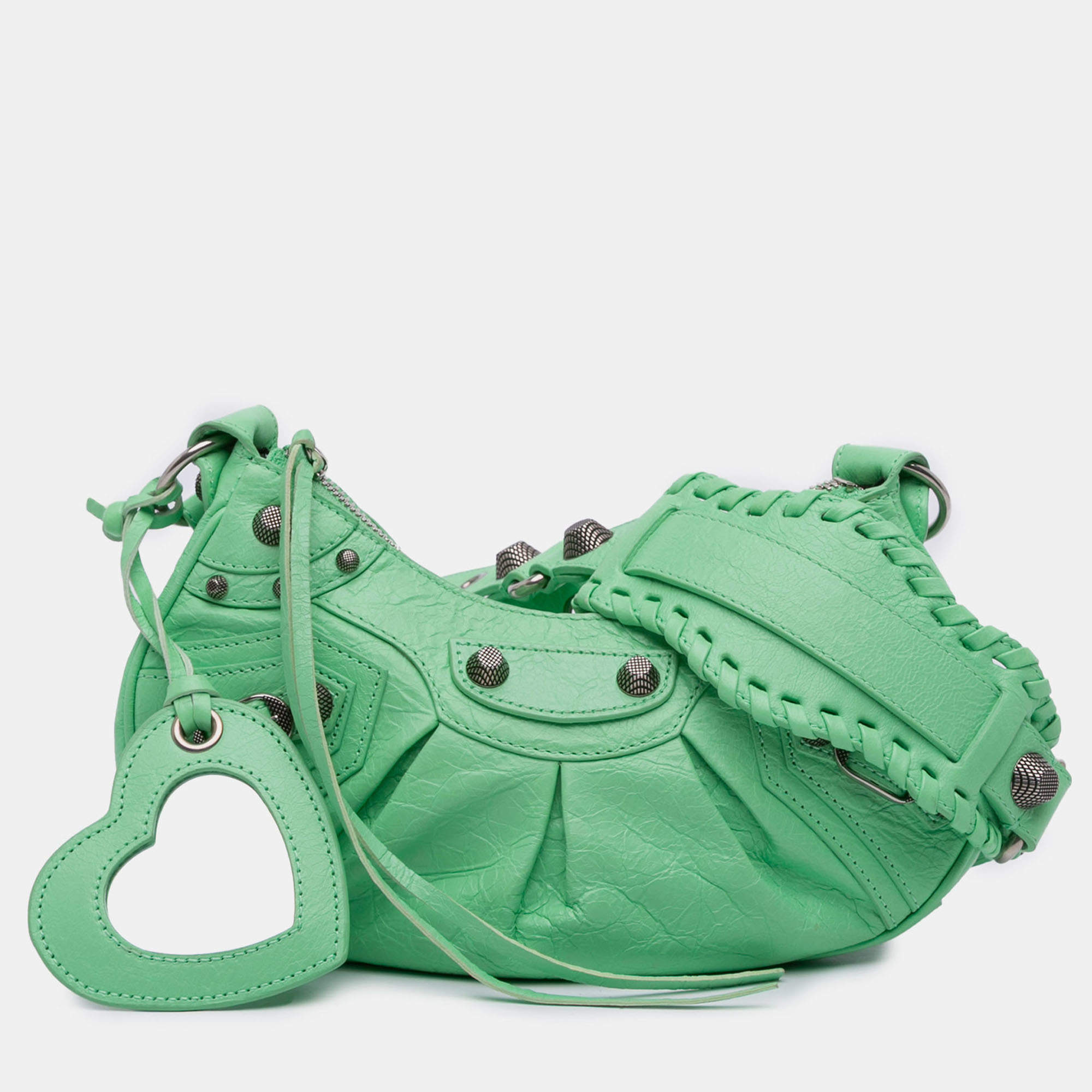 Pre Owned Balenciaga Green Lambskin Motocross Le Cagole XS