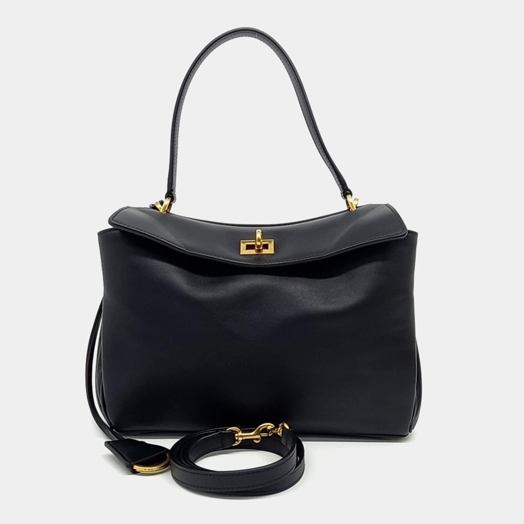 Pre Owned Balenciaga Black Leather Rodeo Small
