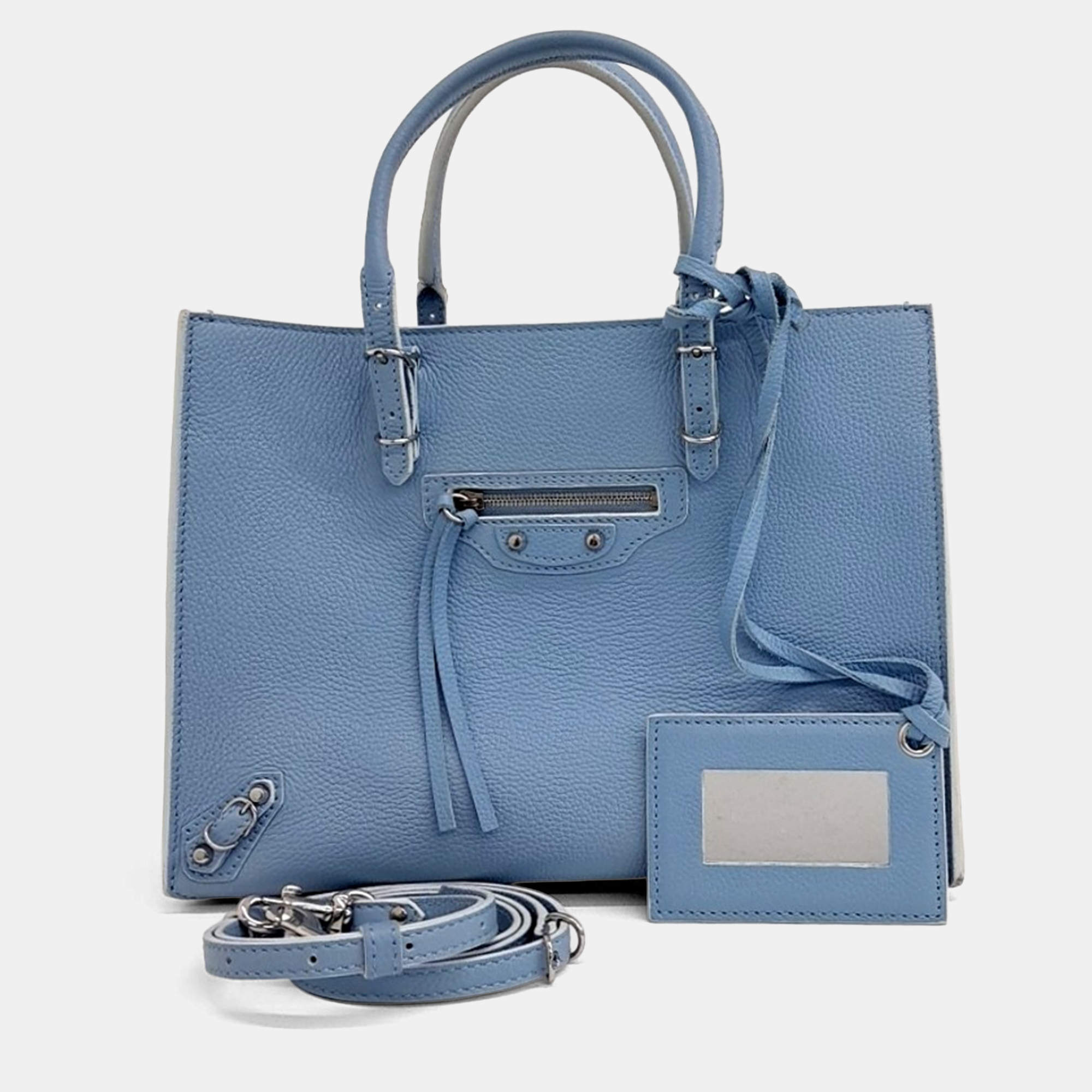 Pre Owned Balenciaga Blue Leather Papier A6