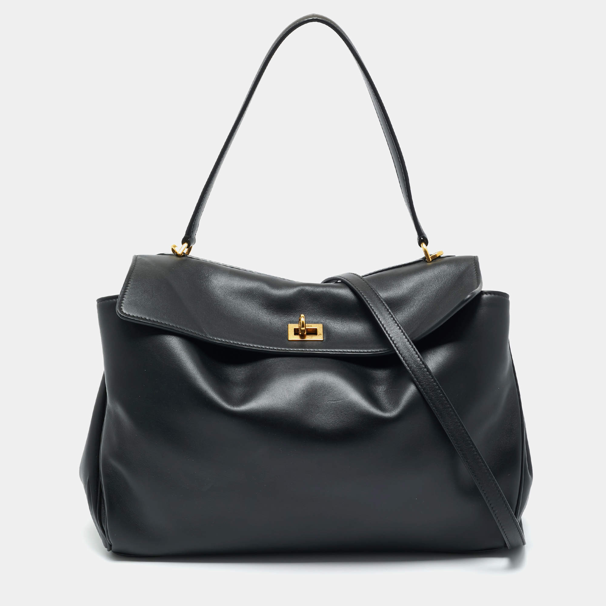 Pre Owned حقيبة بالنسياغا روديو جلد أسود متوسط بيد علوية