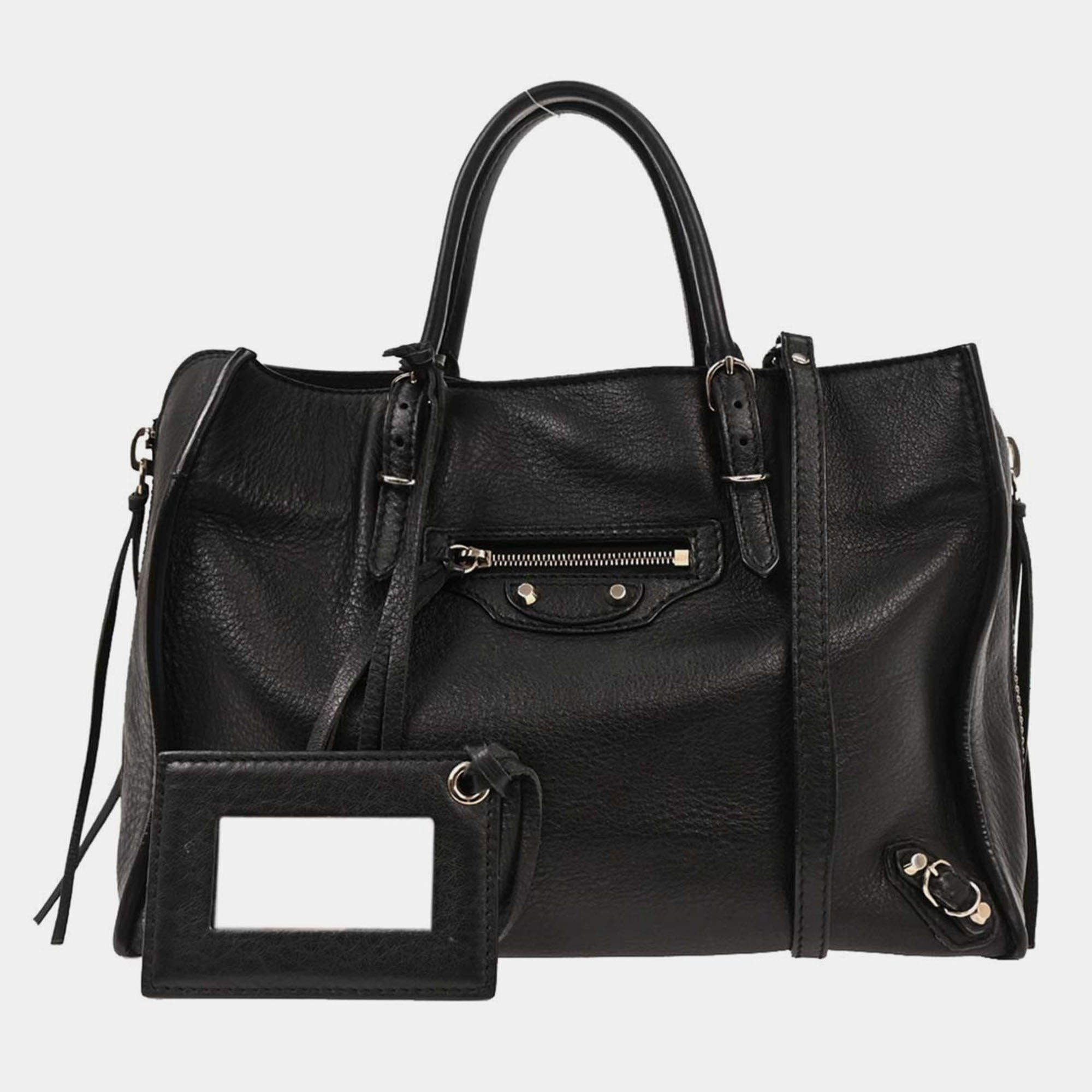 Pre Owned Balenciaga Black Papier A6 Tote Shoulder Bag
