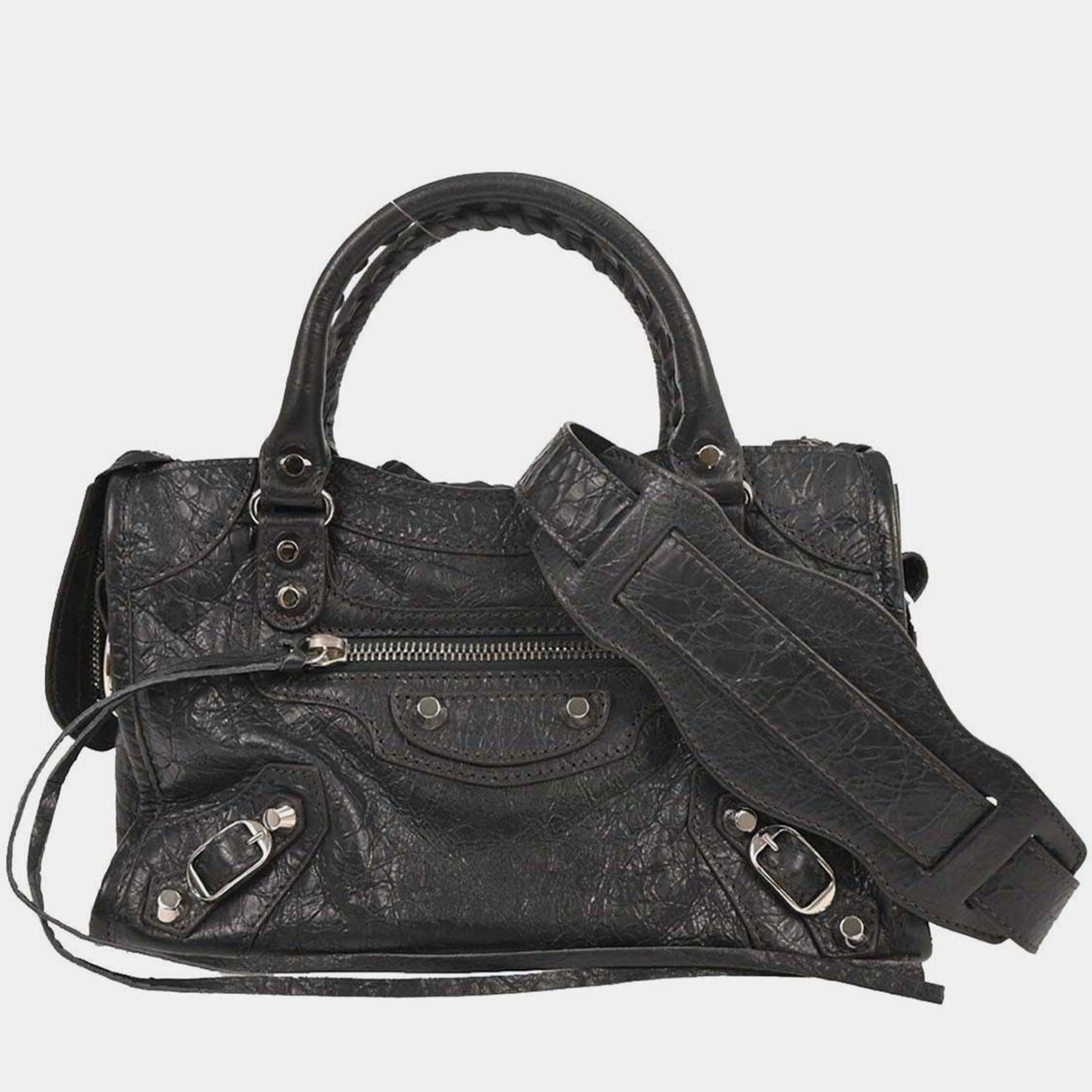 Pre Owned Balenciaga Gray Classic Mini City 2way Handbag