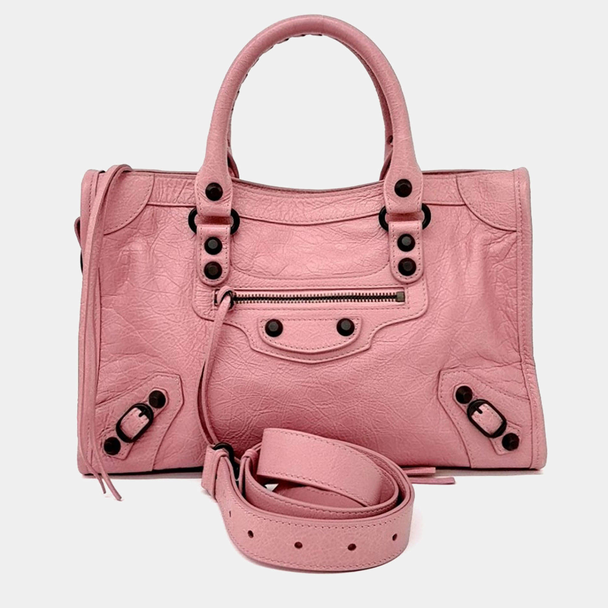 Pre Owned Balenciaga Pink Leather Le City Small