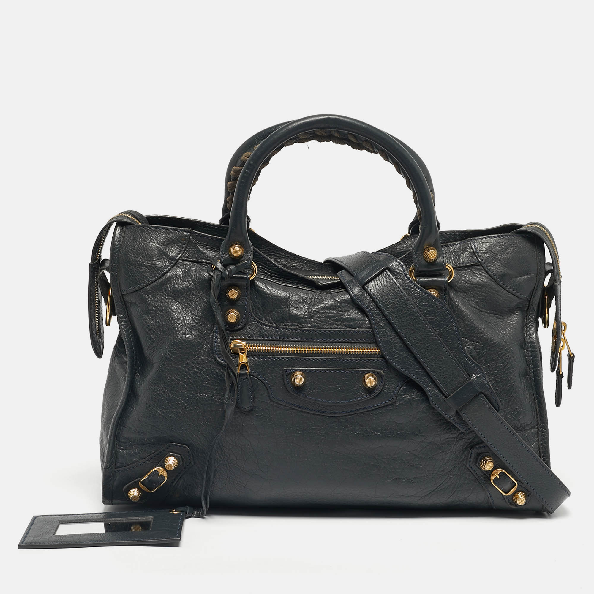Pre Owned Balenciaga Navy Blue Leather RGH Classic City Bag