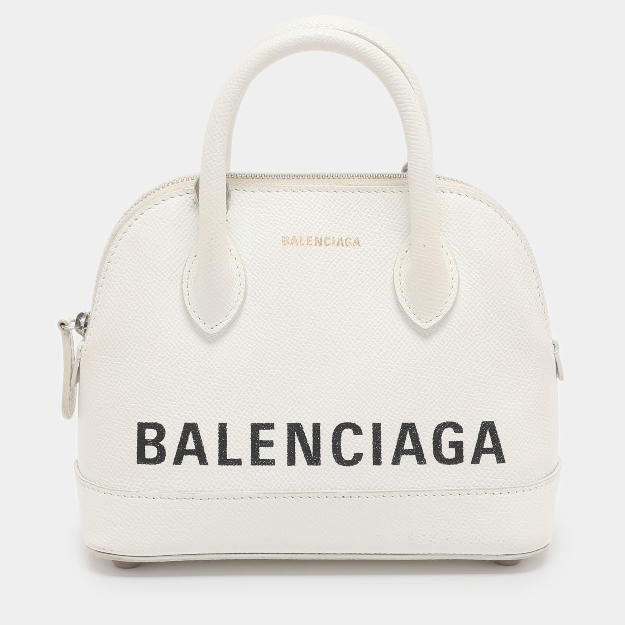 Pre Owned Balenciaga White Leather XXS Ville Satchel