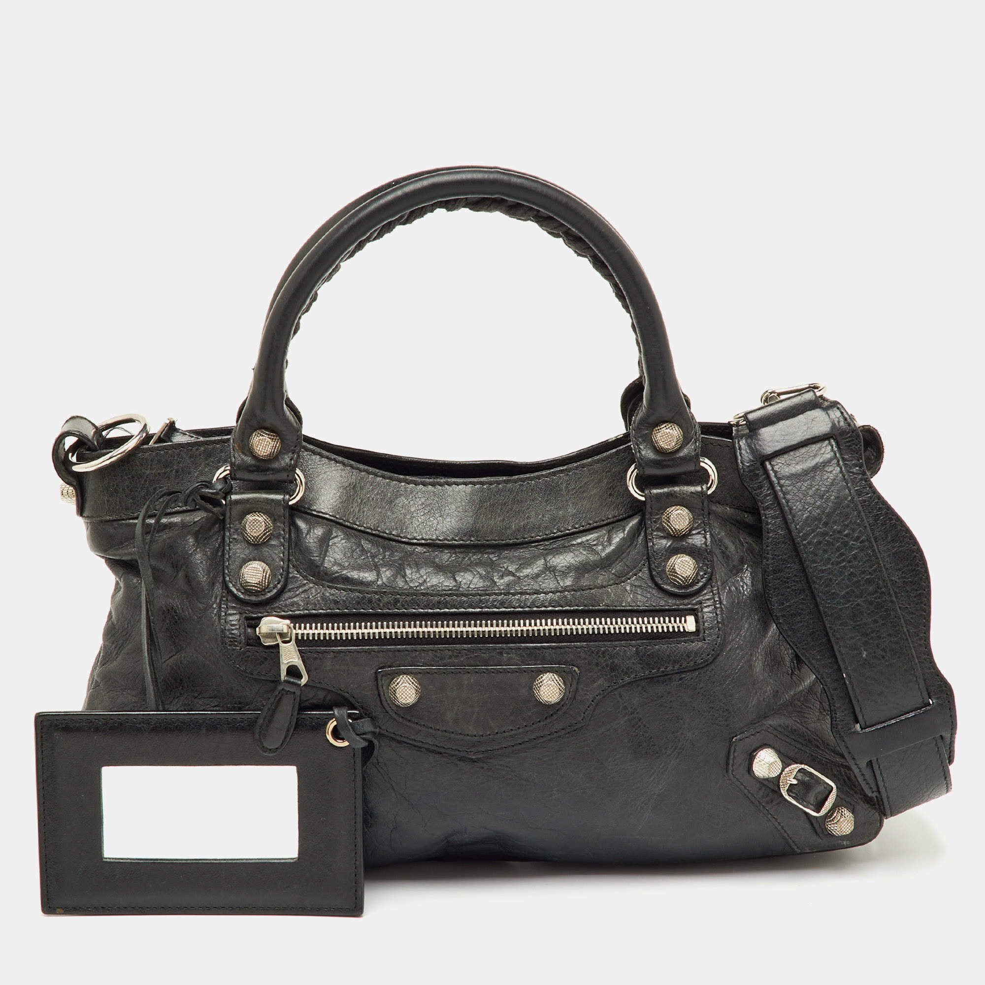 Pre Owned Balenciaga Black Leather Giant 12 First Bag