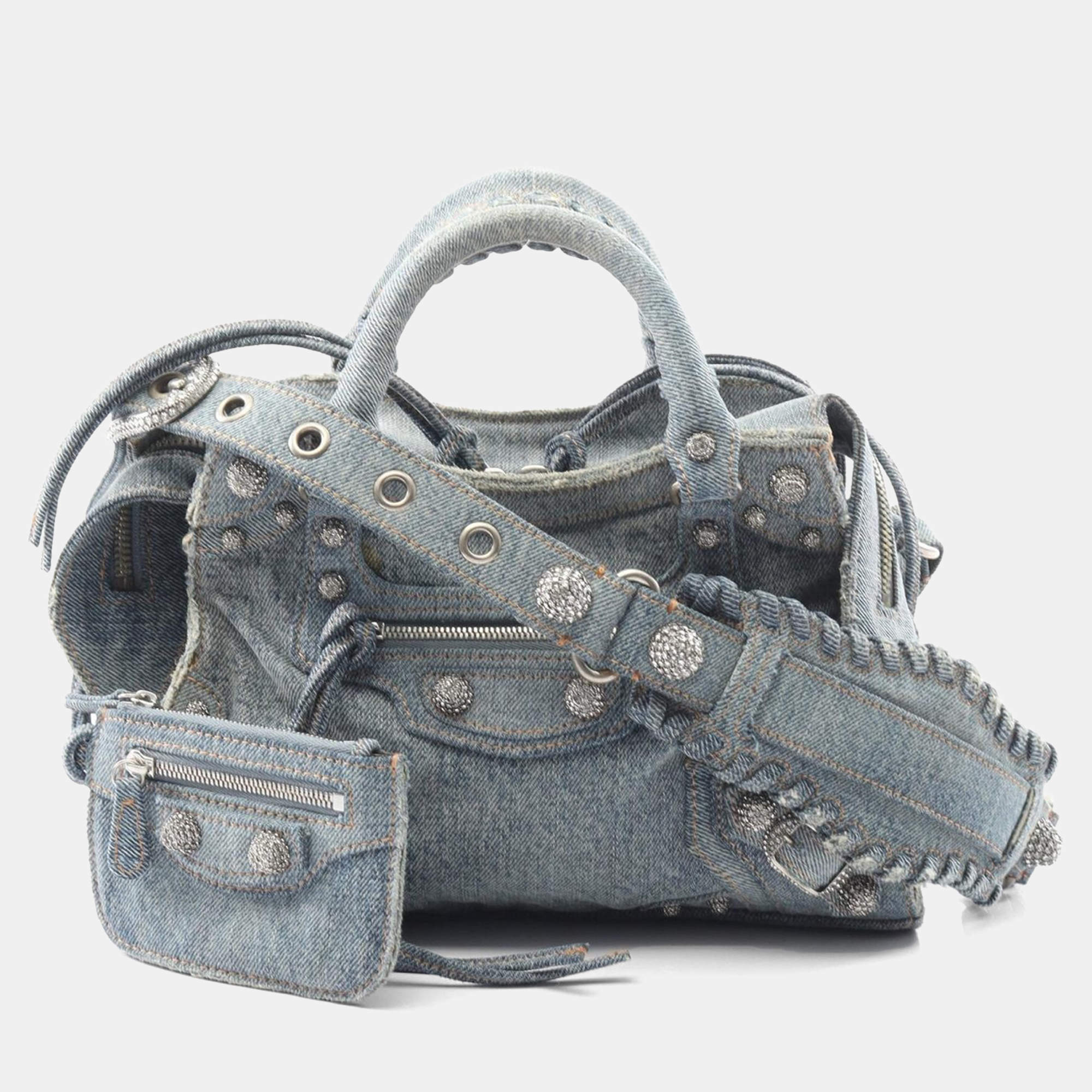 مملوكة مسبقًا Balenciaga Neo Cagole Blue Denim Shoulder Bag