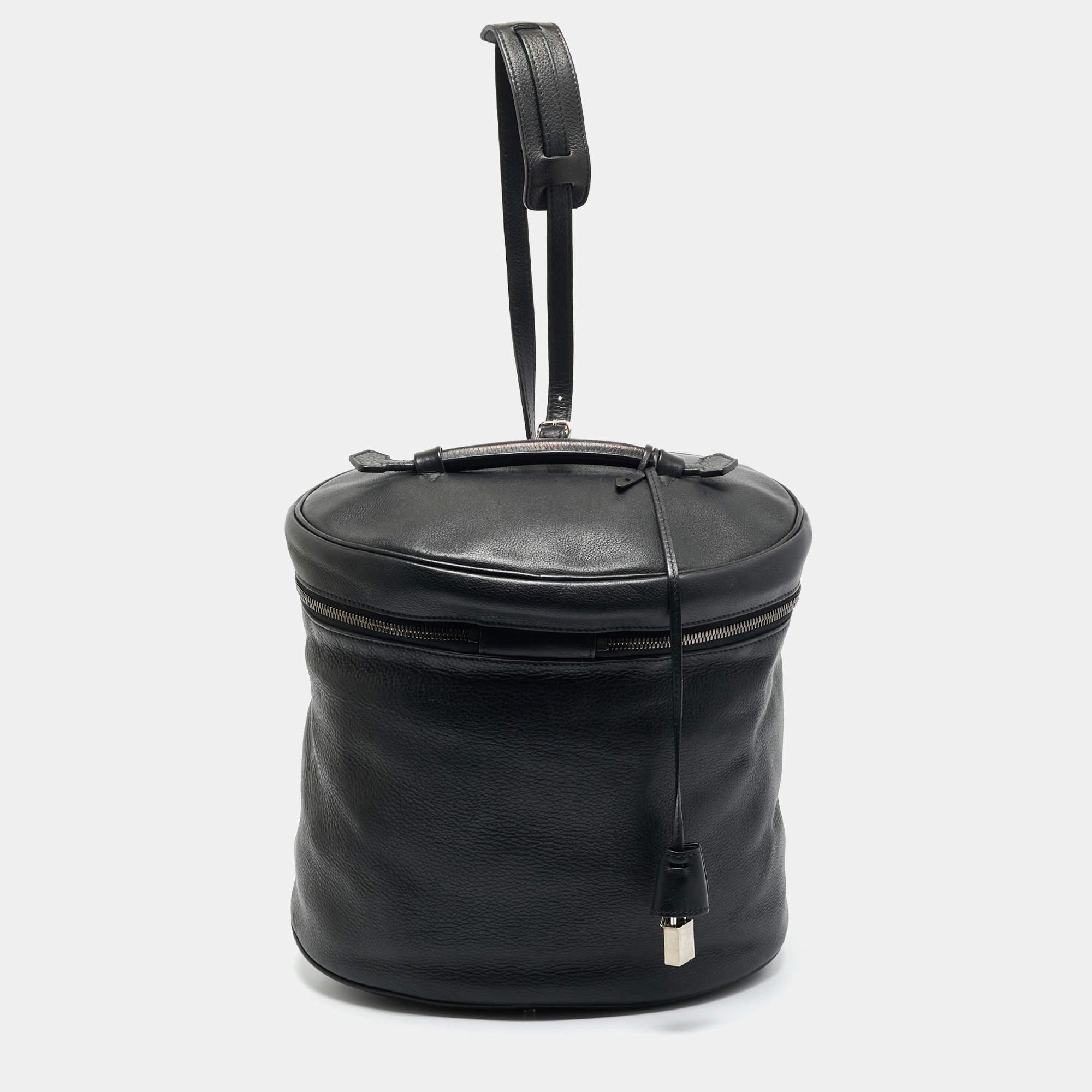 Pre Owned Balenciaga Cylinder Black Leather Top Handle Bag