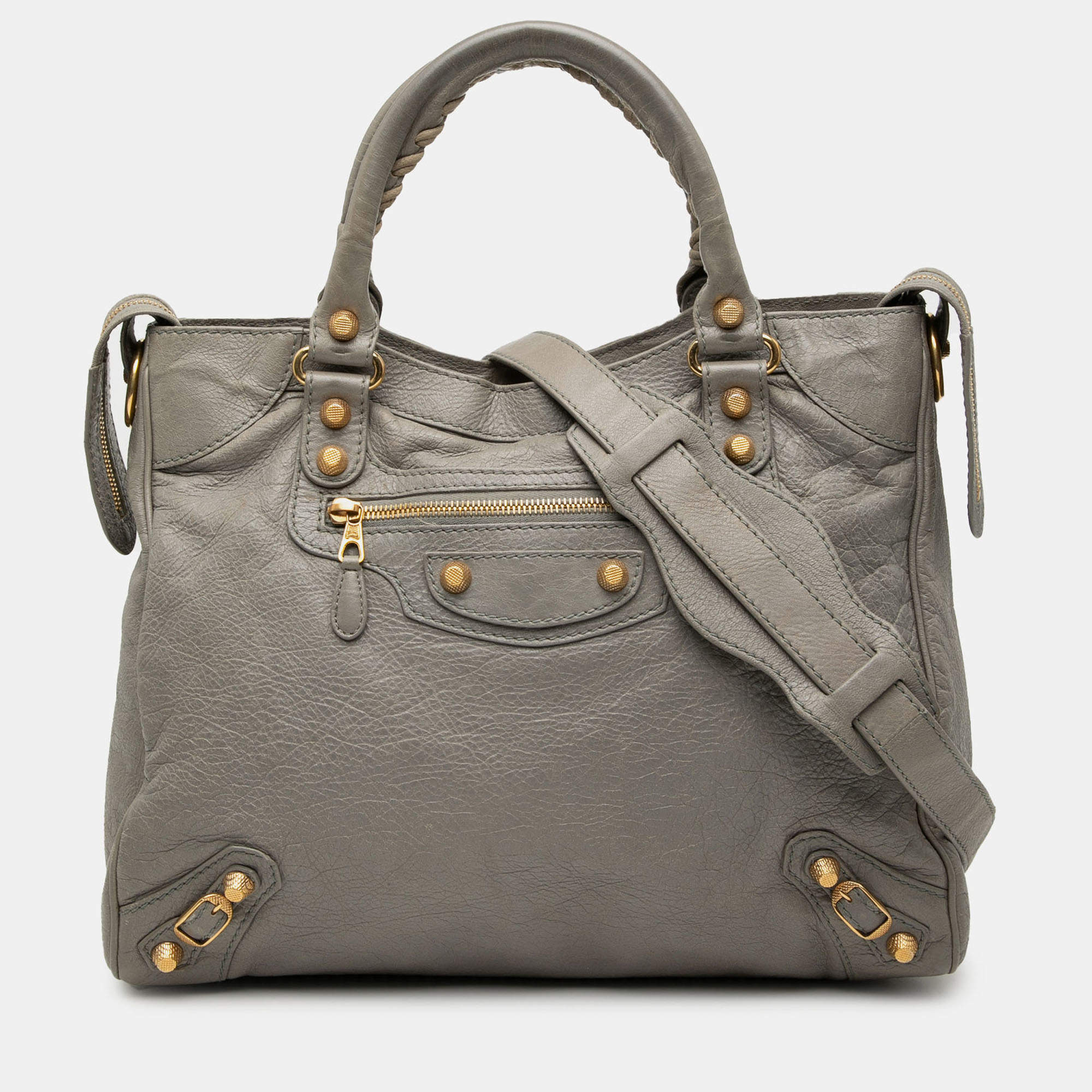 Pre Owned Balenciaga Lambskin Motocross Velo Giant 12 Satchel