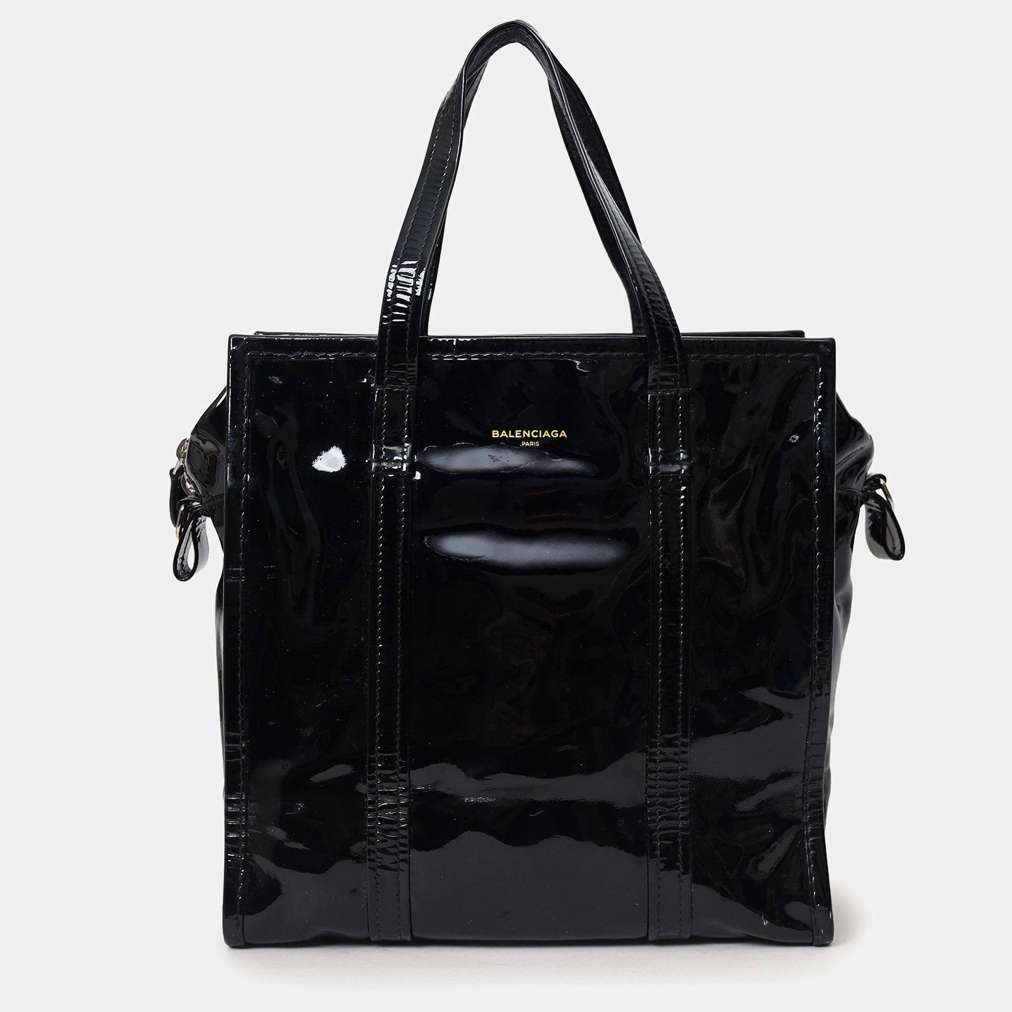 مملوكة مسبقًا Balenciaga Black Patent Leather Bazar Shopping Tote