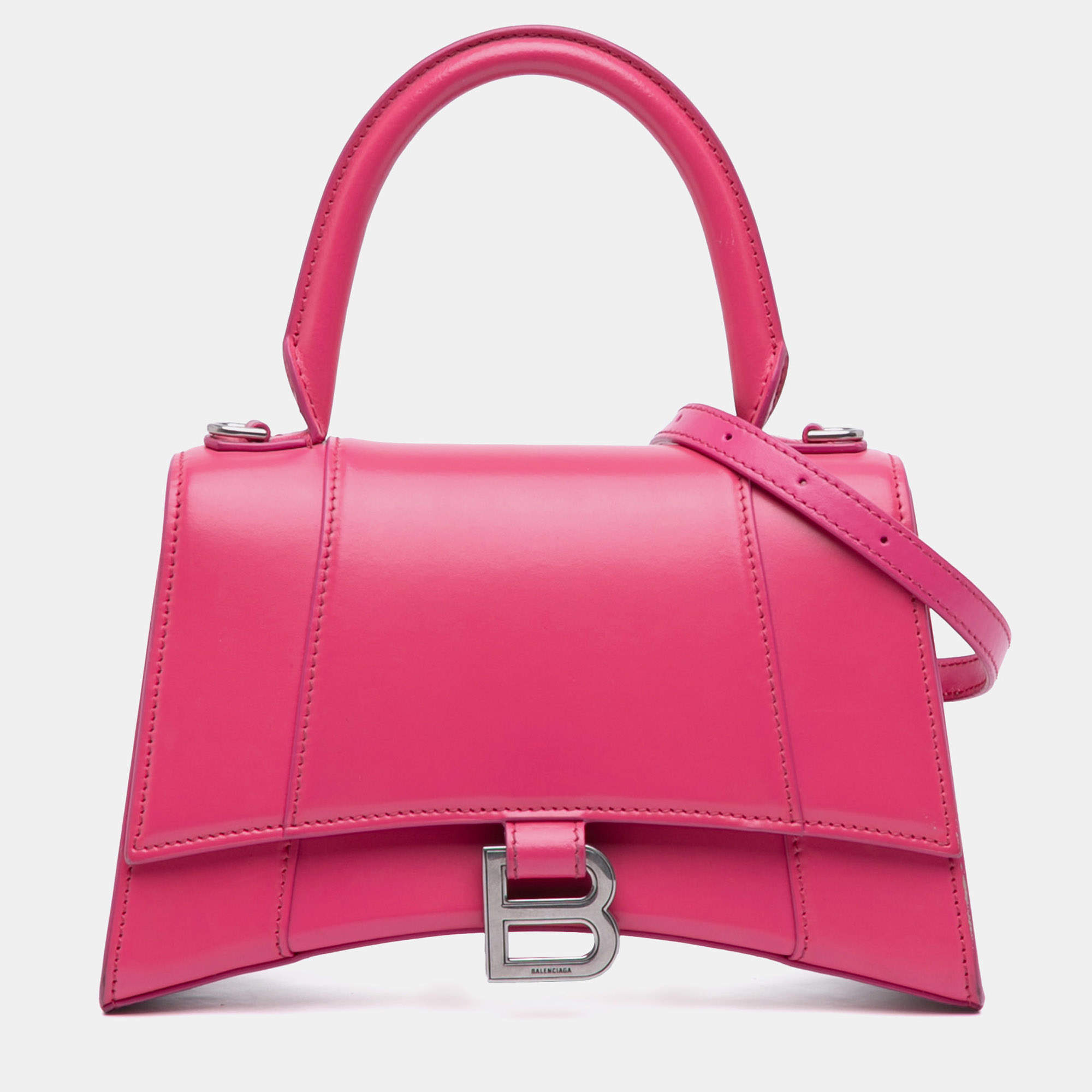 مملوكة مسبقًا Balenciaga Pink Small Shiny Box Calfskin Hourglass Satchel