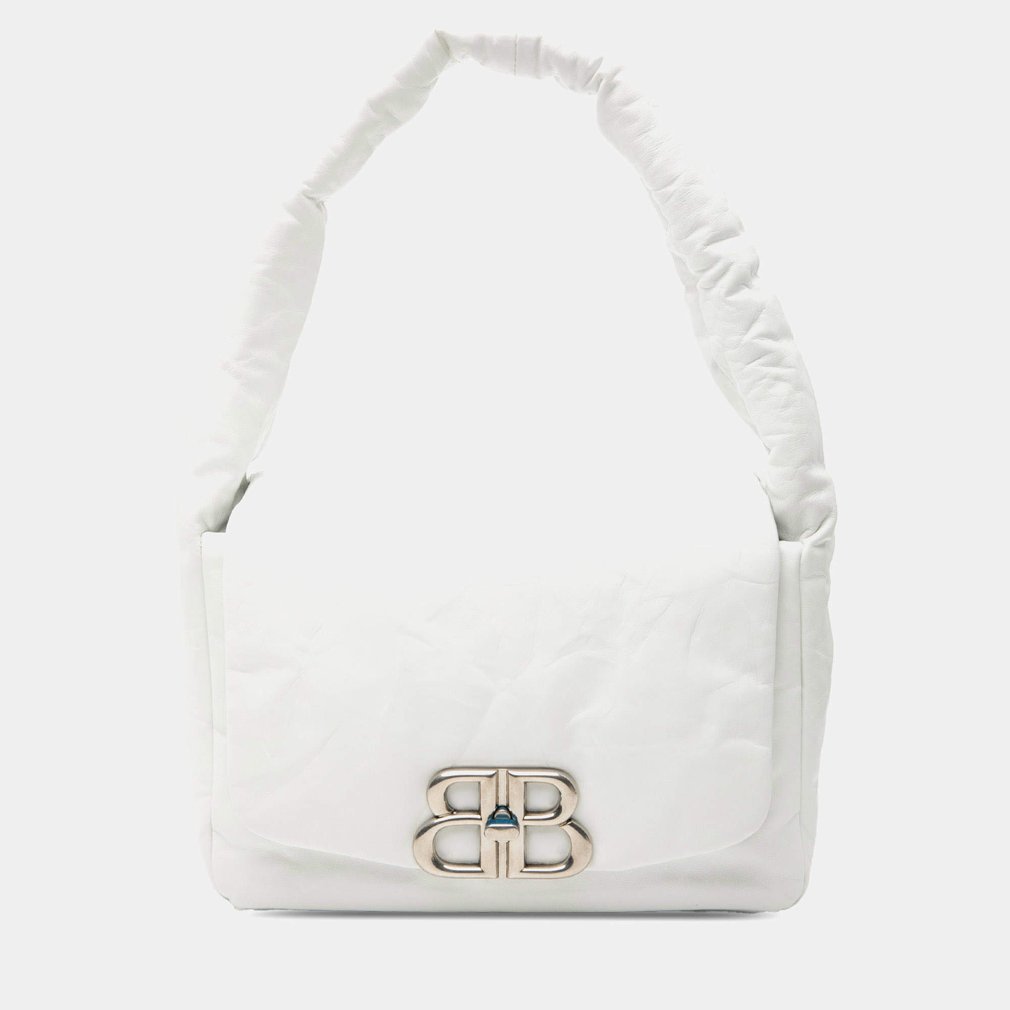 Pre Owned Balenciaga White Small Calfskin Monaco Sling Shoulder Bag