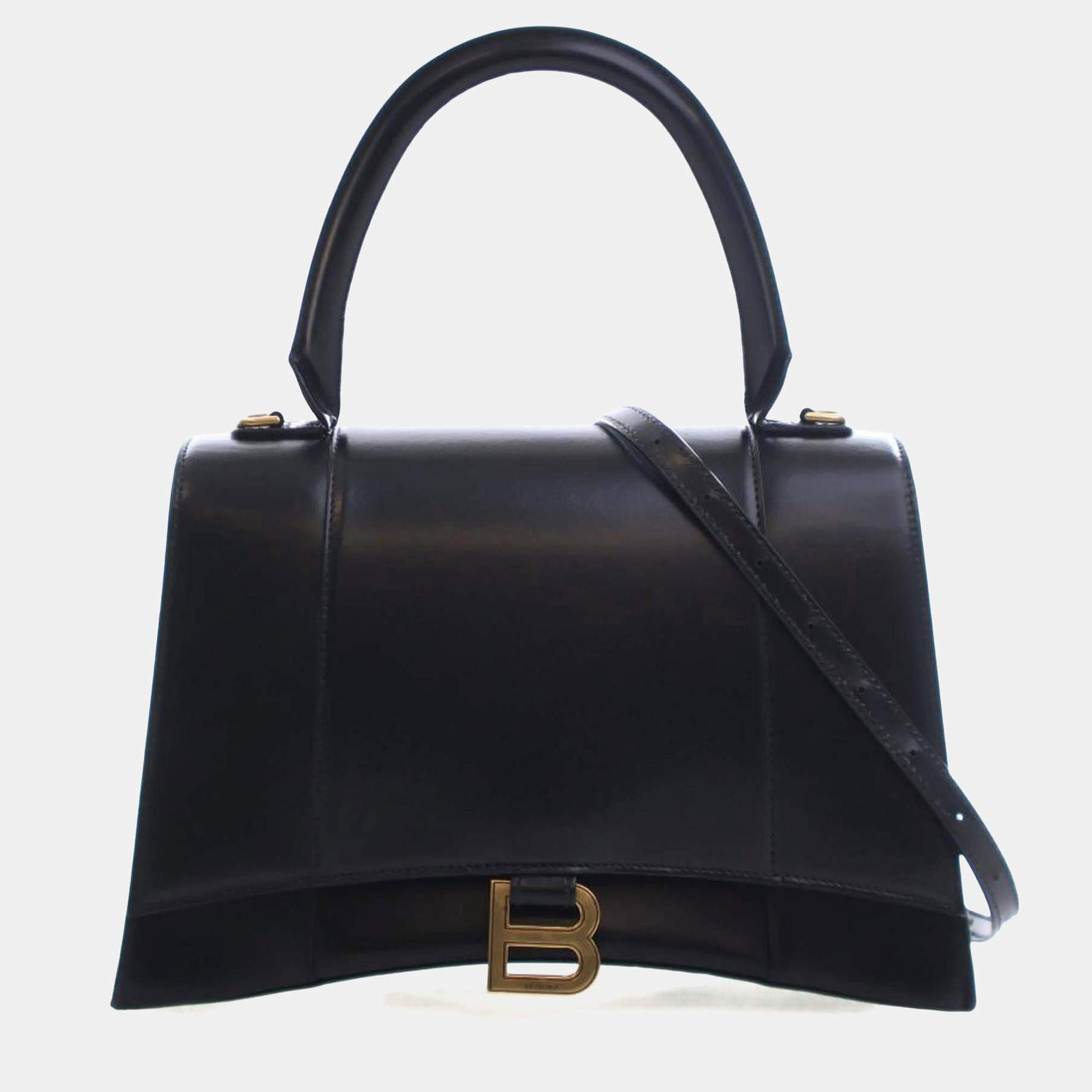 مملوكة مسبقًا Balenciaga Black Medium Smooth Calfskin Hourglass Top Handle Bag