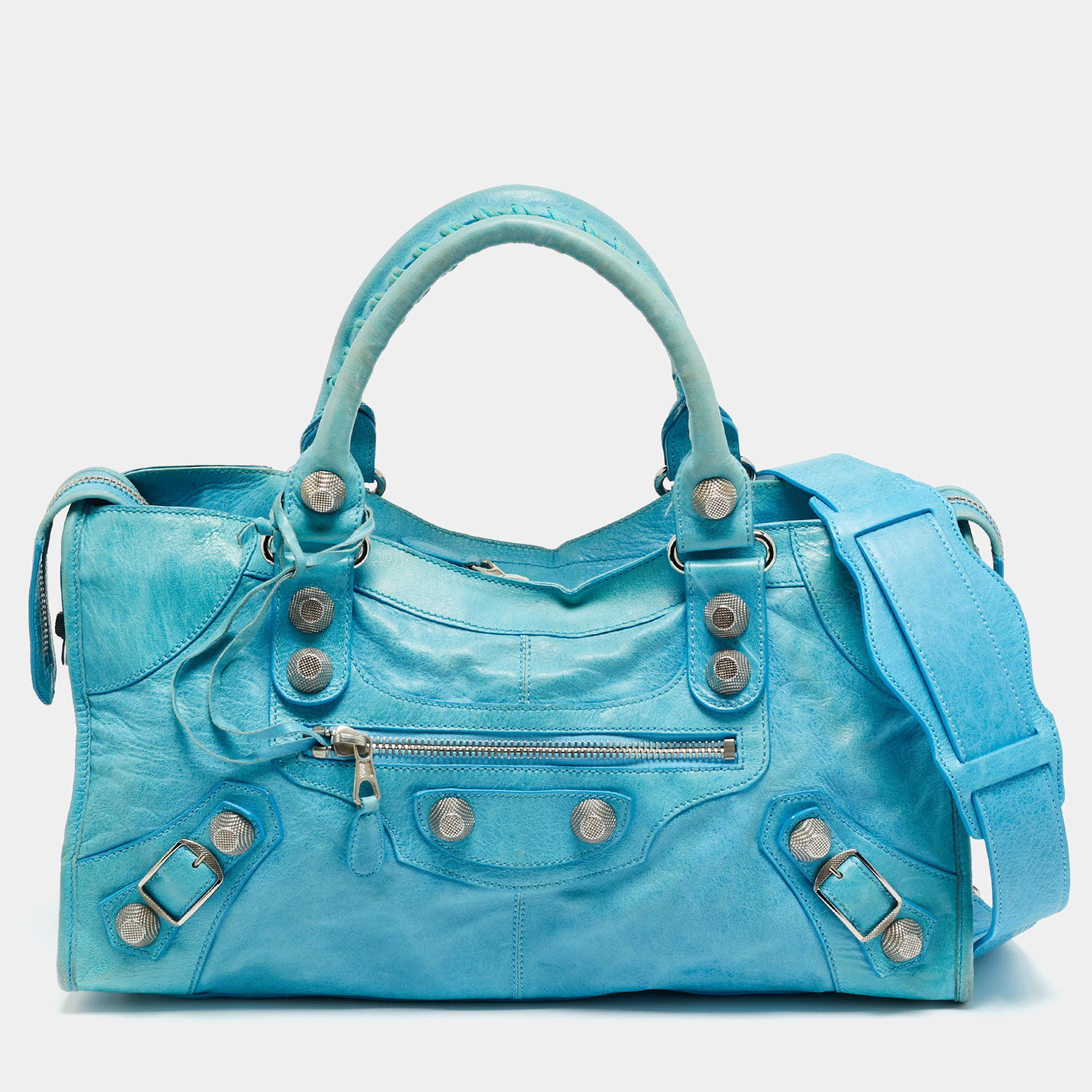 مملوكة مسبقًا Balenciaga SGH Part Time Light Blue Leather Tote