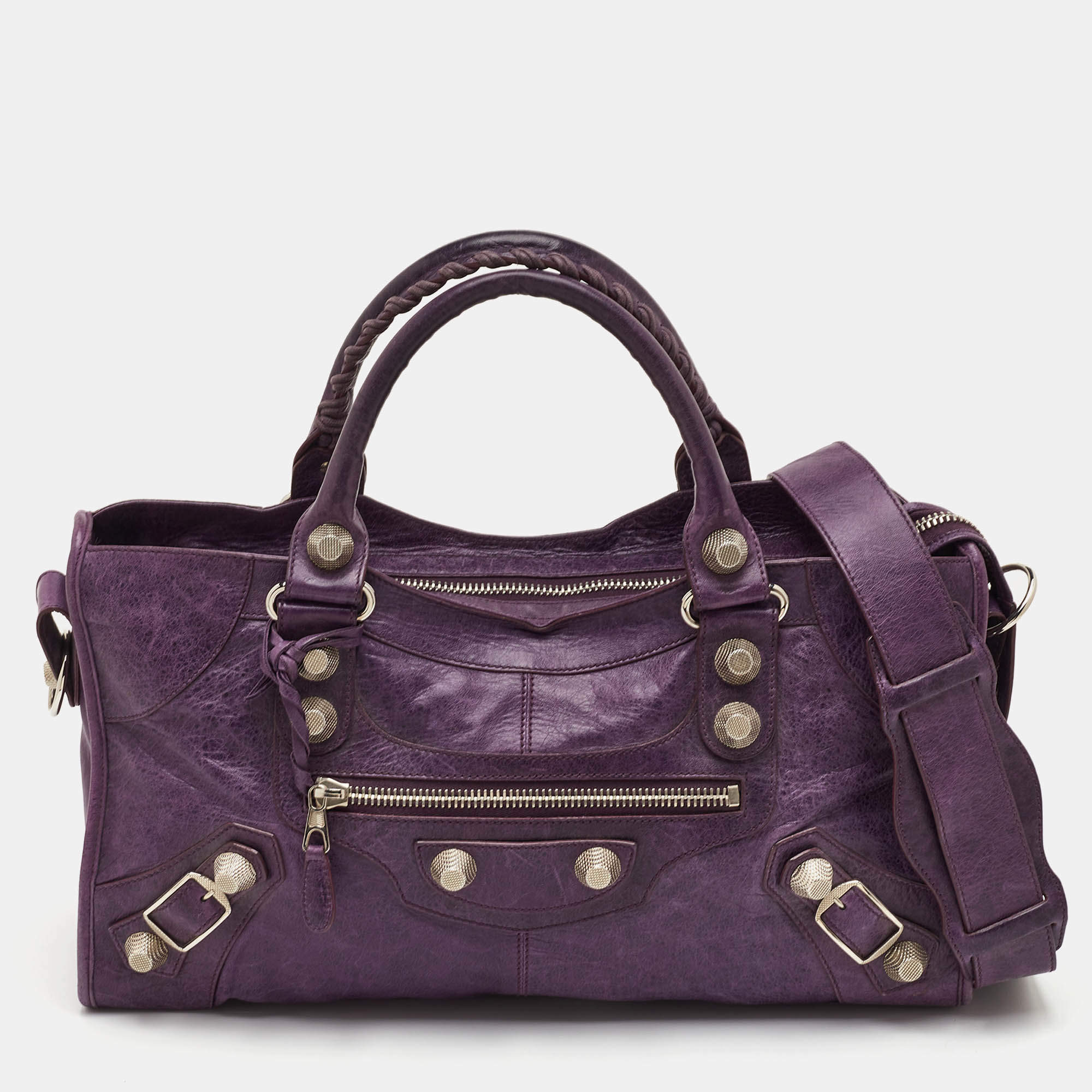 Pre Owned Balenciaga Part Time Purple SGH Leather Tote