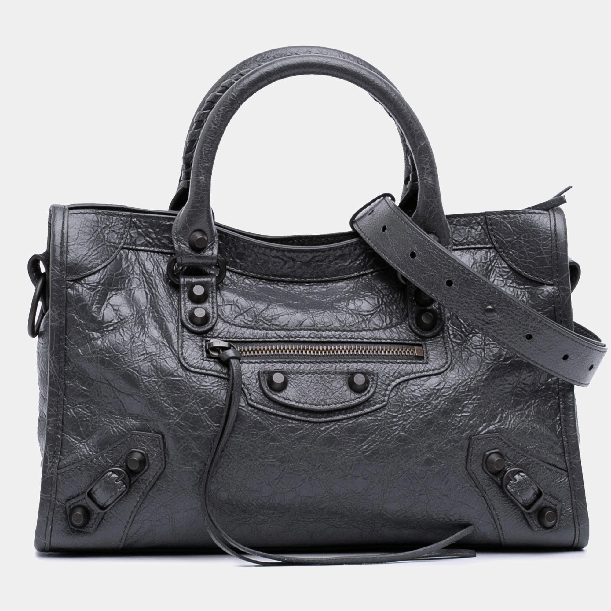 مملوكة مسبقًا Balenciaga Small Lambskin Motocross Classic City Satchel