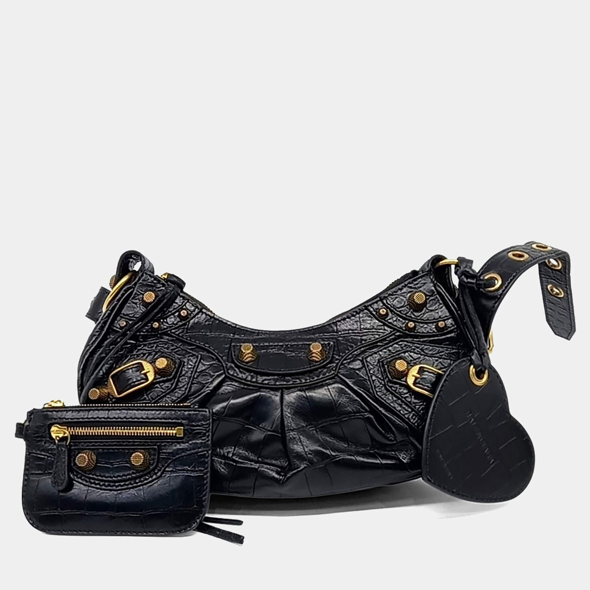 Pre Owned Balenciaga Black Leather Le Cargo Bag XS