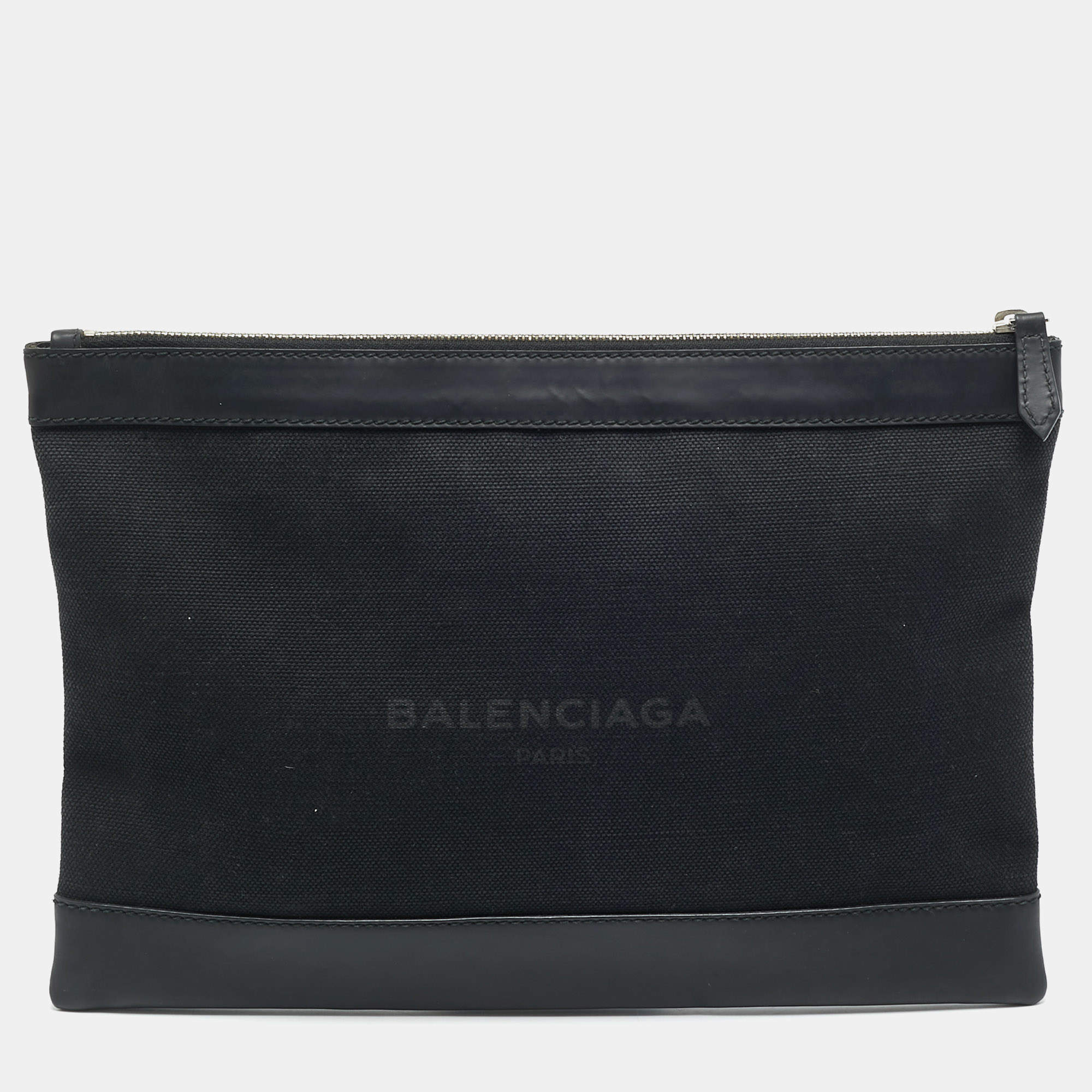 Balenciaga Black Leather Giant GH Envelope Strap Clutch Balenciaga