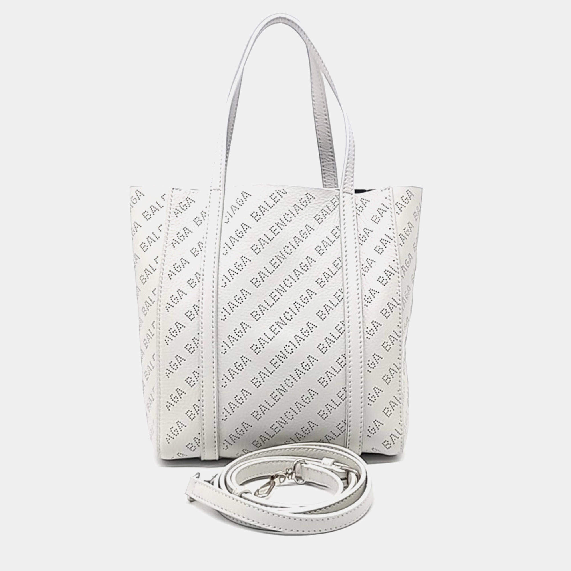 Pre Owned Balenciaga White Leather Everyday XXS