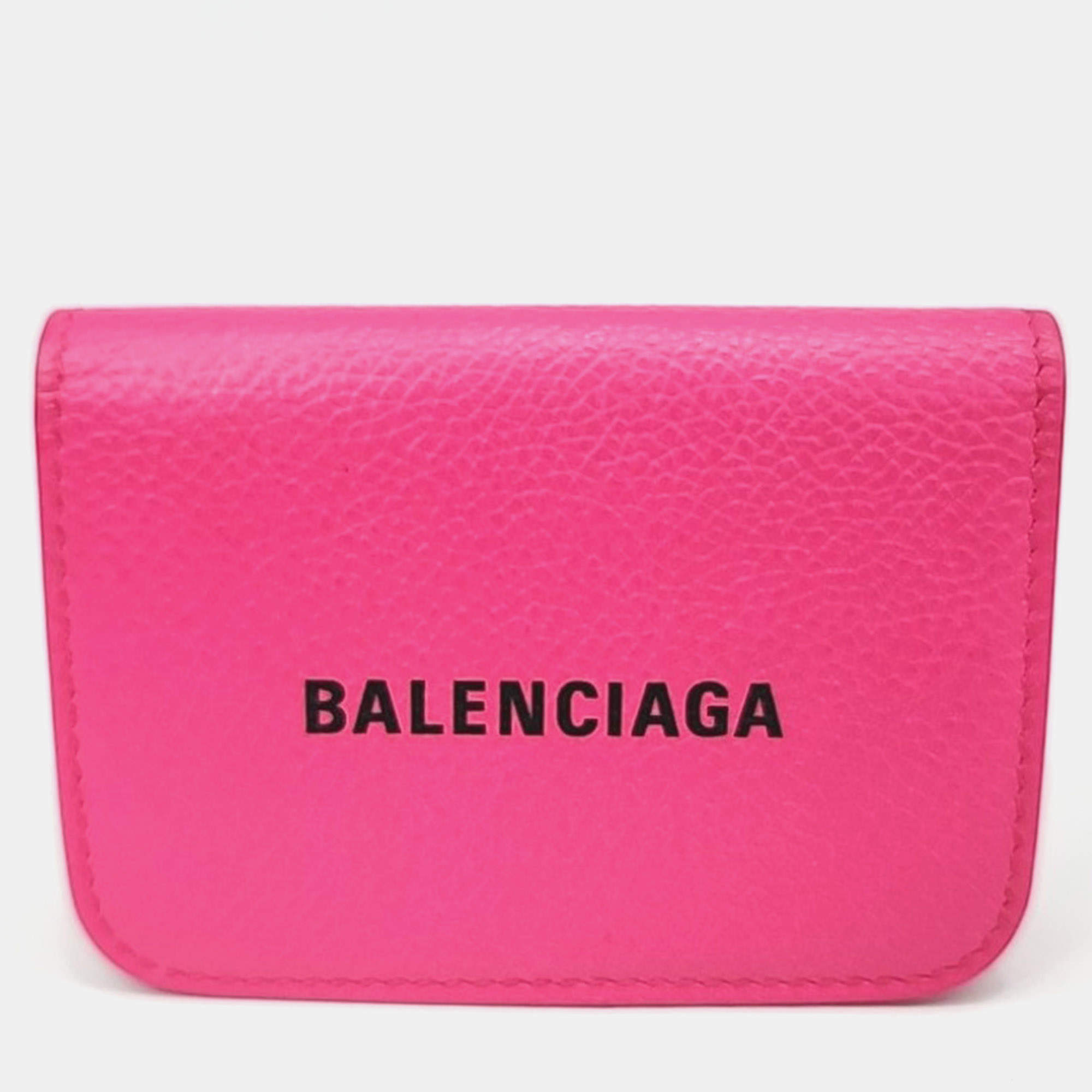 Pre Owned Balenciaga Everyday Pink Leather Wallet (593813)