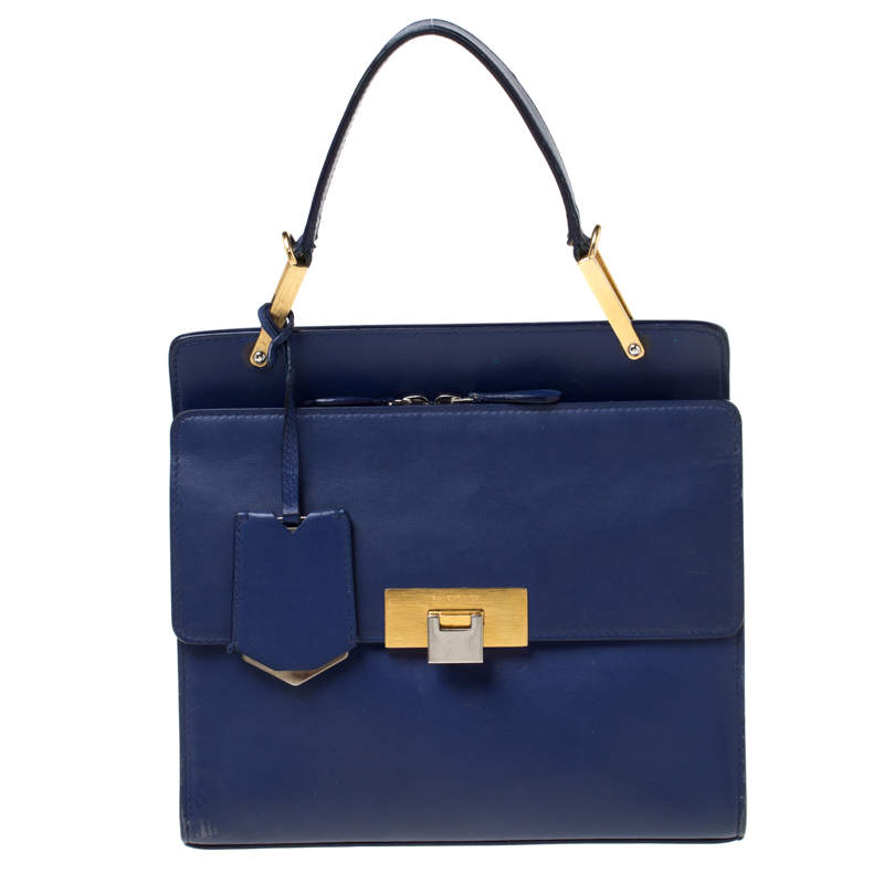 مملوكة مسبقًا حقيبة بالنسياغا لو دي كارتابل جلد بنفسجي بيد علوية