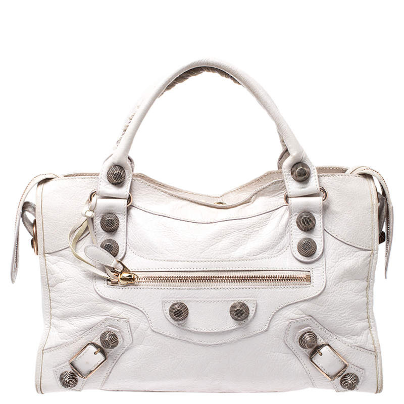 Pre Owned Balenciaga Ivory Leather RGGH City Bag