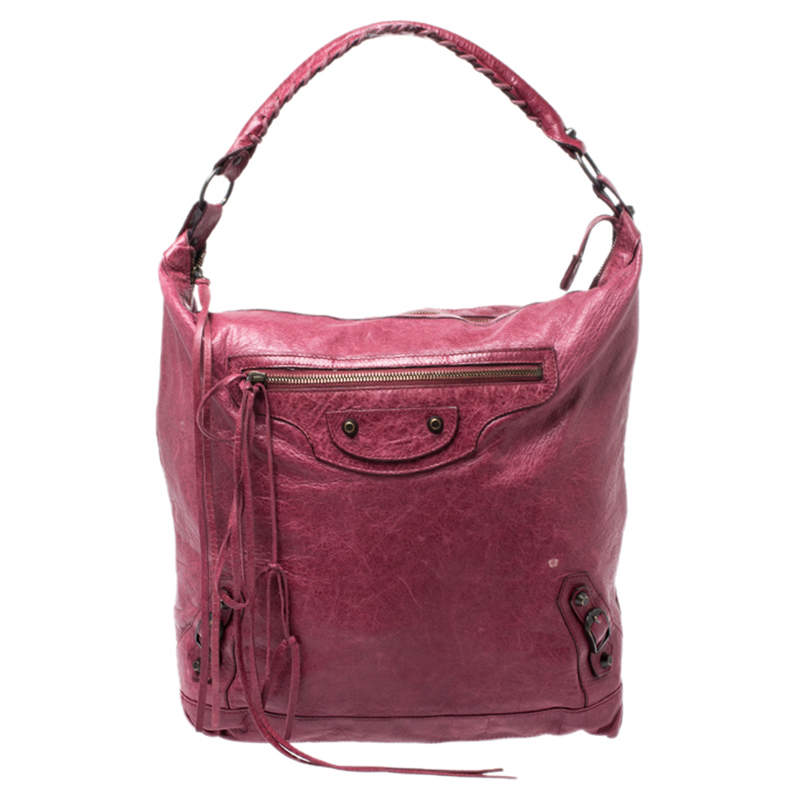 مملوكة مسبقًا Balenciaga Pourpre Lambskin Leather Day Bag 