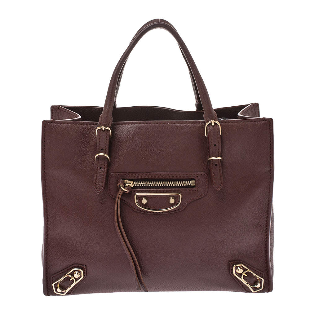 مملوكة مسب�قًا Balenciaga Ruby Leather Mini Papier A4 Tote