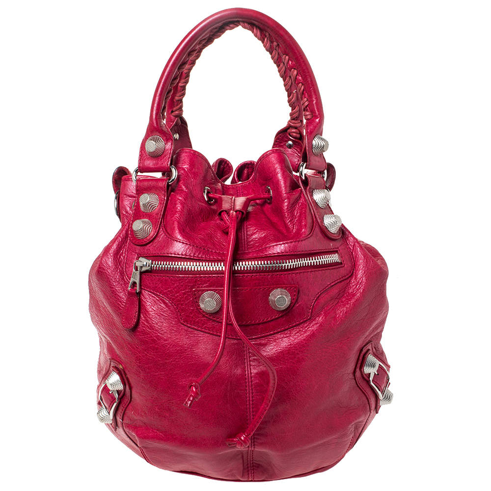 Balenciaga Sang Leather GGH 21 Pompon Hobo