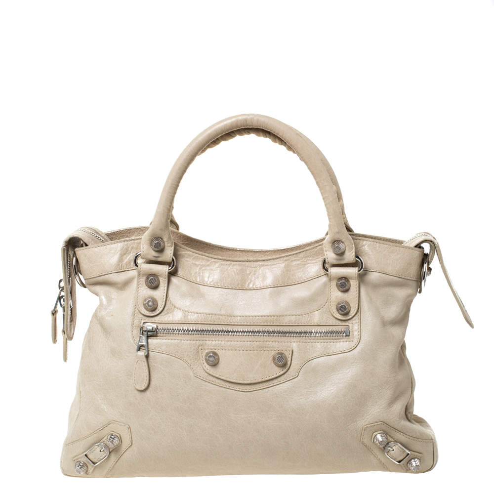 Pre Owned Balenciaga Biege Oryx Leather RSH First Tote