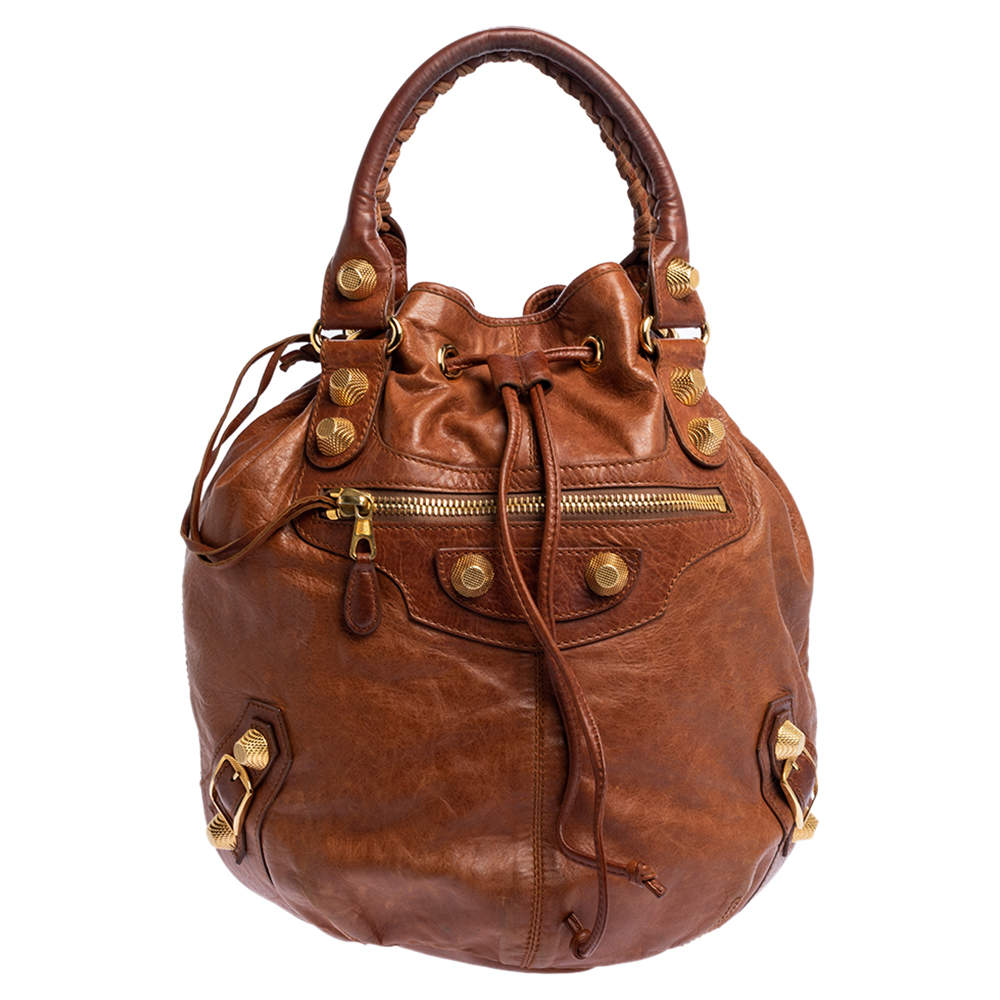 Pre Owned Balenciaga Automne Leather GGH Pompon Hobo