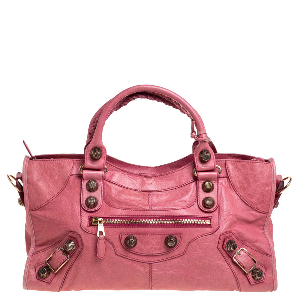 مملوكة مسبقًا حقيبة يد بالنسياغا جي جي أتش بارت تايم جلد وردي