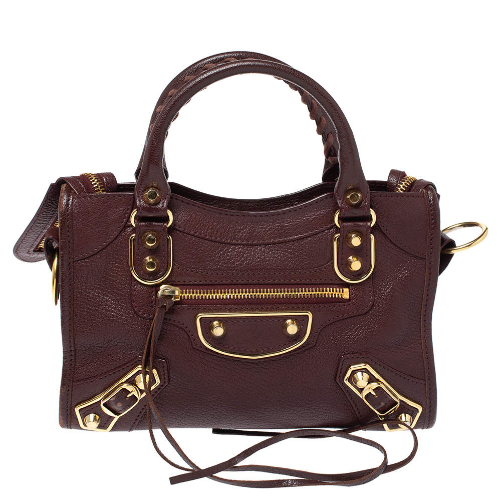 Balenciaga mini cheap city burgundy