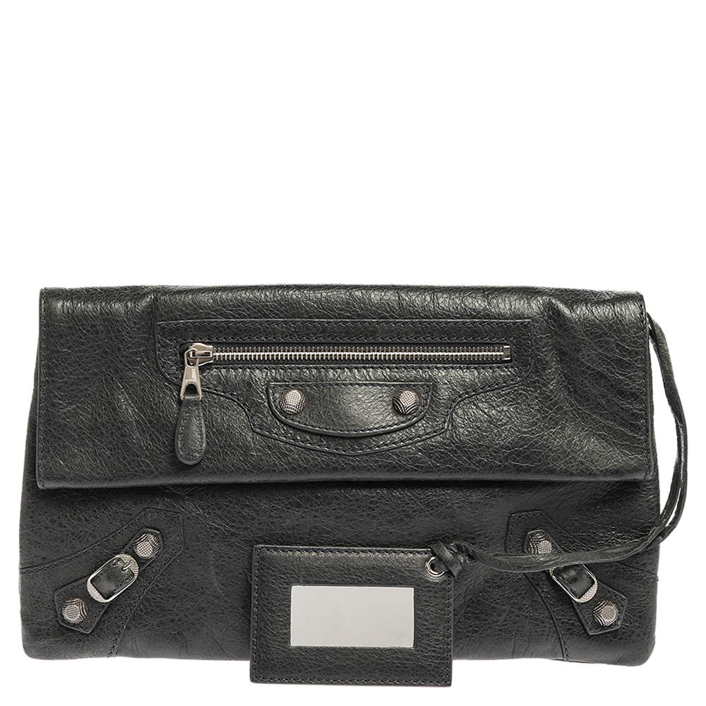 Pre Owned Balenciaga Vert Sauge Leather RSH Envelope Clutch