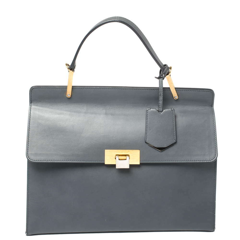 Balenciaga Ash Blue Leather Le Dix Cartable Top Handle Bag