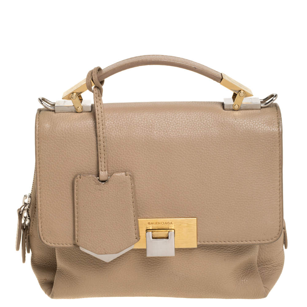 مملوكة مسبقًا Balenciaga Beige Leather Le Dix Cartable Top Handle Bag