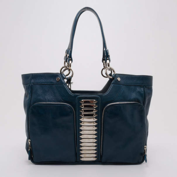 مملوكة مسبقًا Balenciaga Blue Lambskin Sac Clous