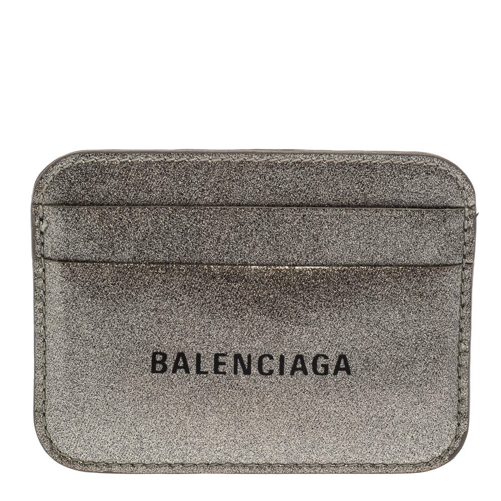 Balenciaga Metallic Glitter Patent Leather Everyday Card Holder 