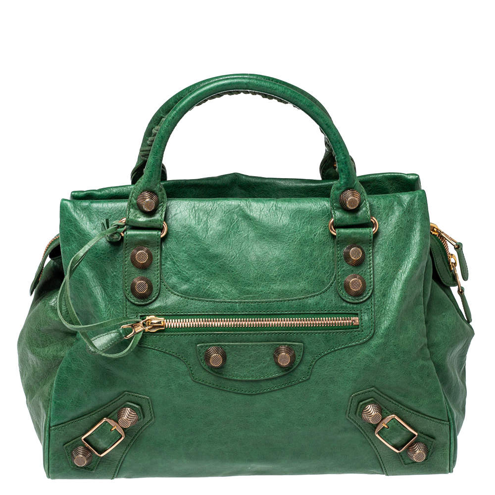Pre Owned Balenciaga Pommier Leather GGH Midday Bag