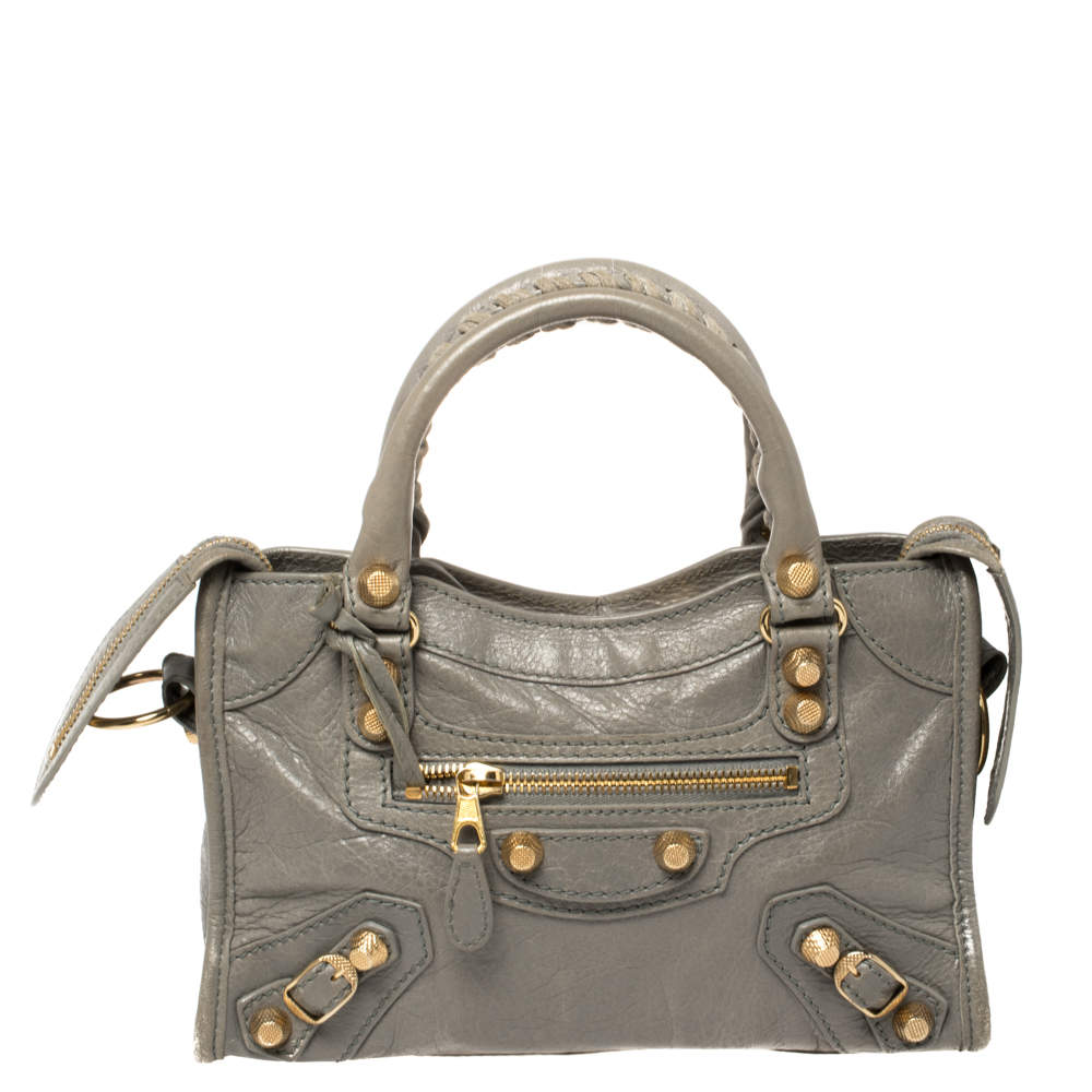 مملوكة مسبقًا Balenciaga Grey Leather Mini Classic City Tote
