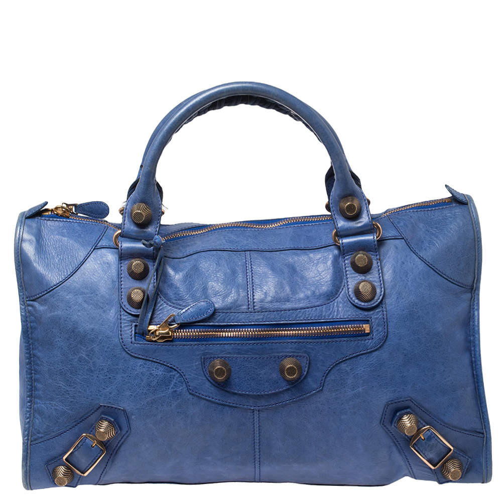 Balenciaga Blue Leather Giant Work Bag