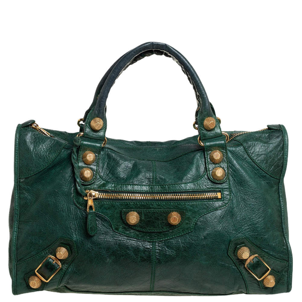 Pre Owned Balenciaga Pommier Lambskin Leather GGH Work Tote