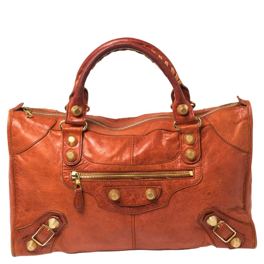 Pre Owned Balenciaga Burnt Orange Leather GGH Work Tote