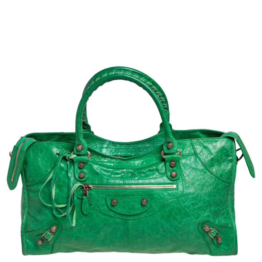Balenciaga Apple Green Lambskin Leather Giant Part Time Shoulder Bag