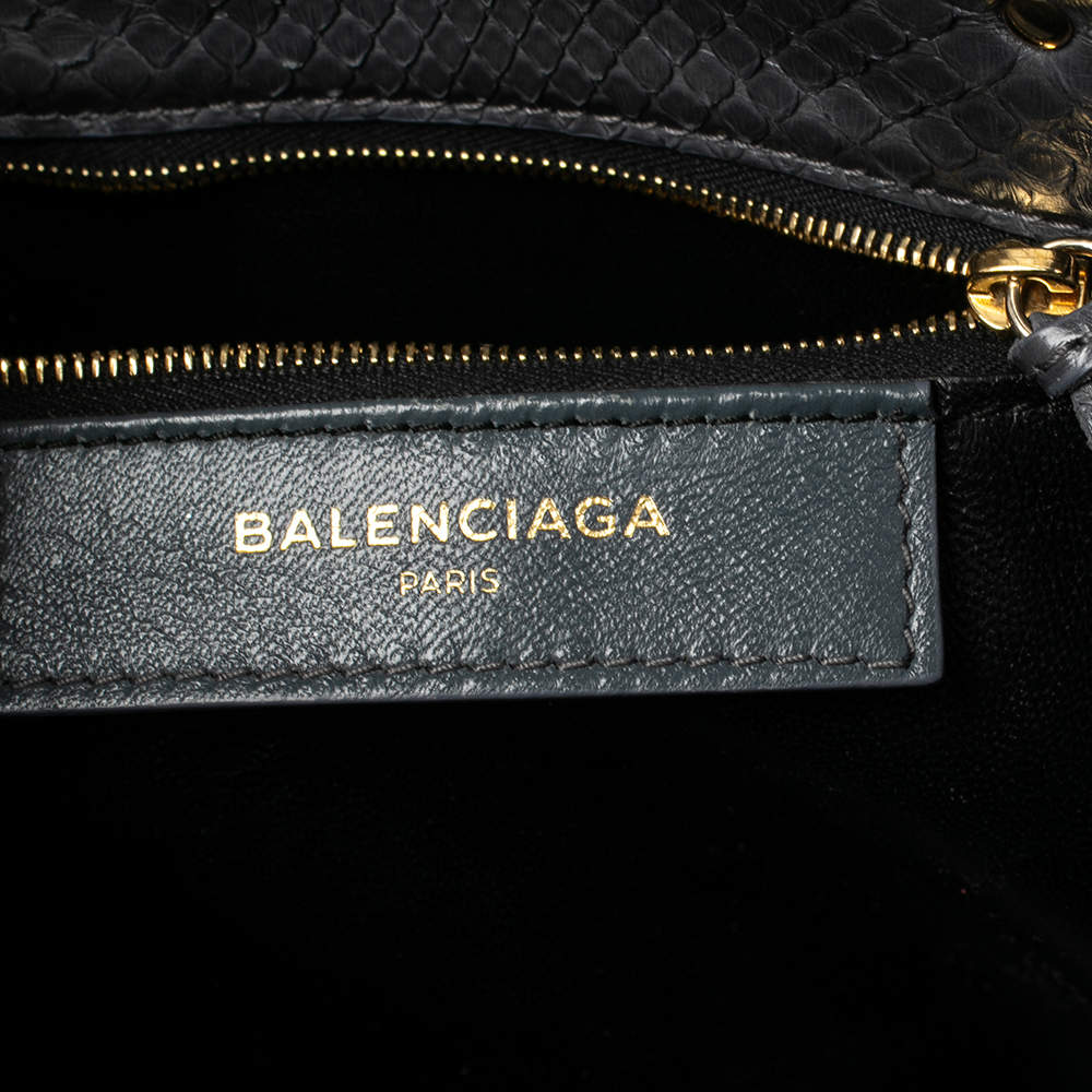 Balenciaga Dark Grey Python Papier A6 Tote Balenciaga